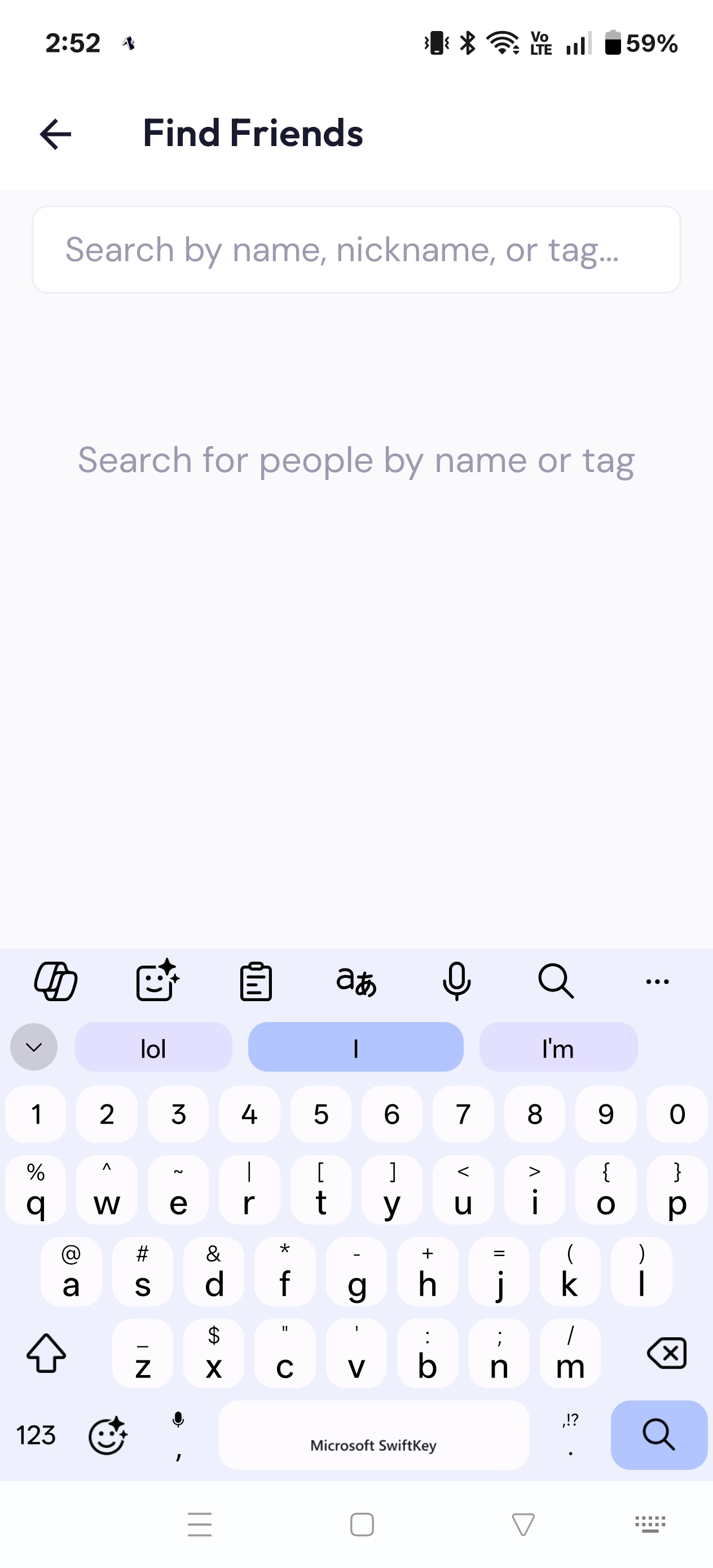 Find Friends / search results