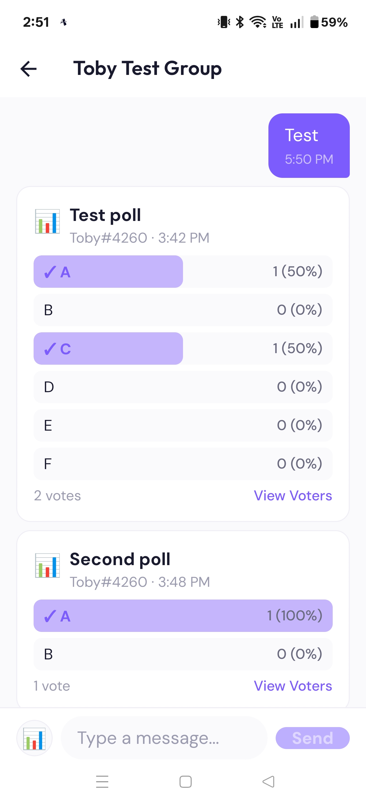 Poll results with voter tags