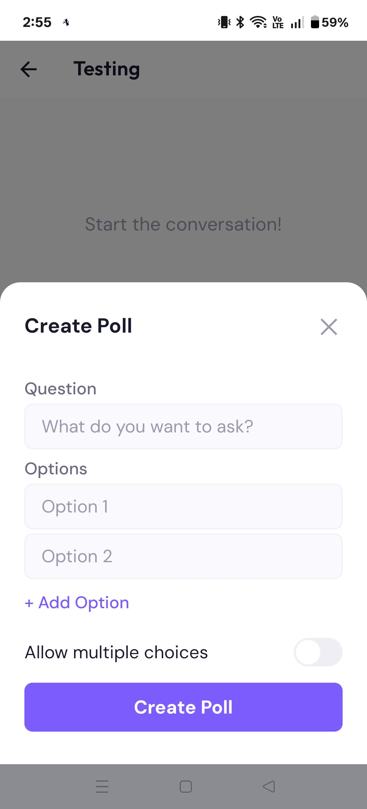 Poll in group chat / voting UI
